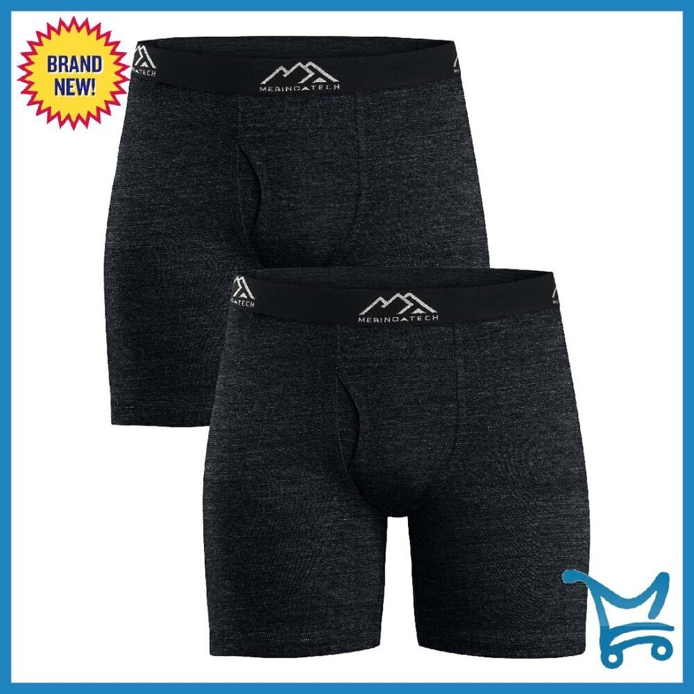 Men's 100% Merino Wool Boxer Briefs Base Layer Size M